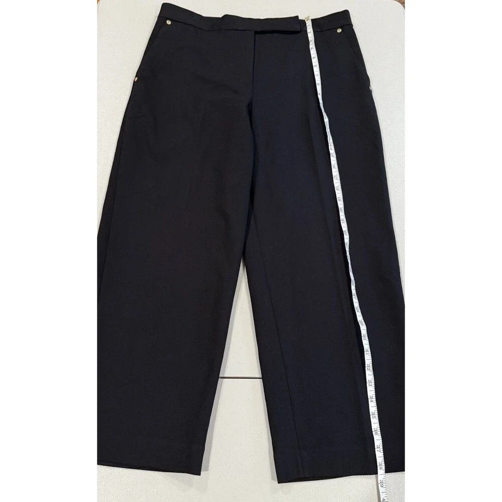 Michael Kors Dress Pants Womens 14 Blk Wide Leg Quiet Luxury Minimal Work Travel